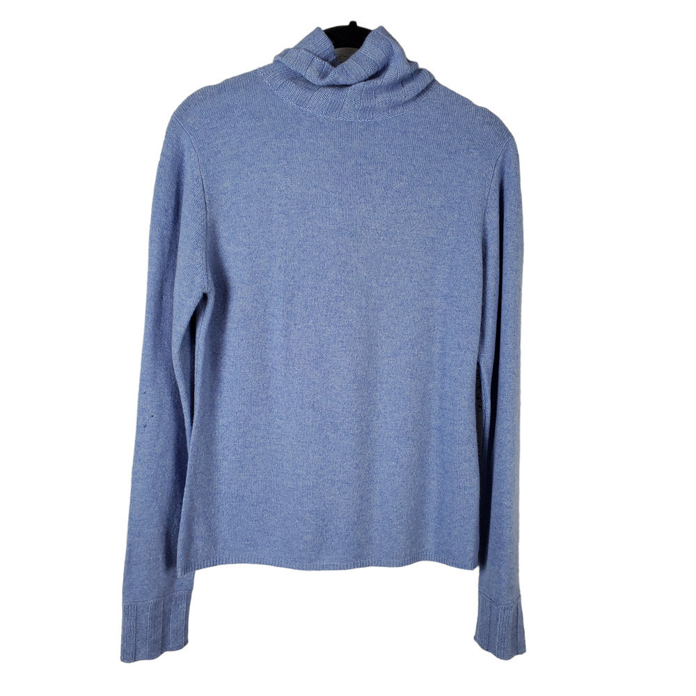Griffen Women Cashmere Cowl Neck Business Casual Blue Sweater Size Small